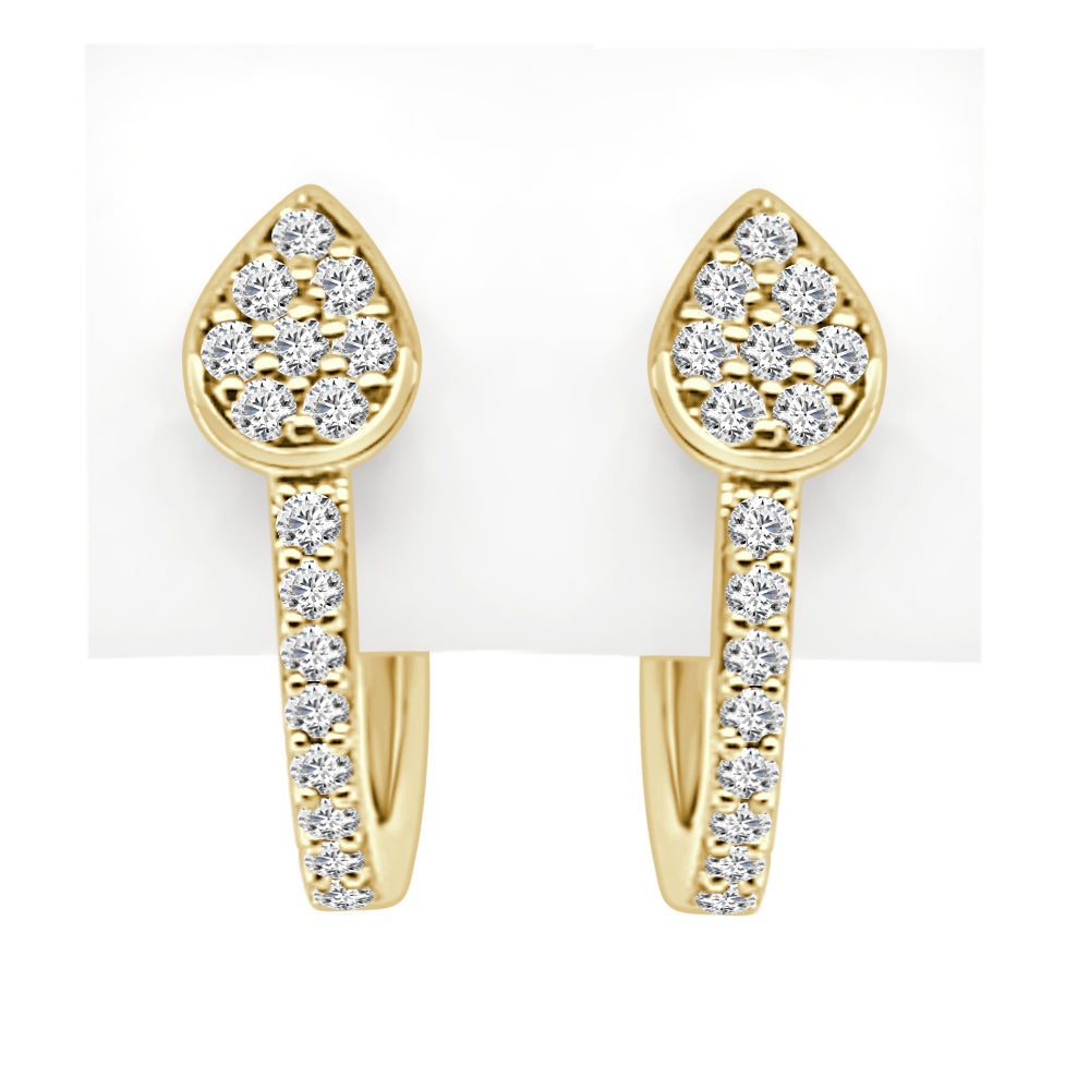 10K Yellow Gold Natural Diamond Round Huggie Hoop Earrings 0.20 ct