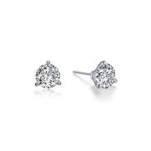 1 Ctw Lassaire Solitaire Studs in Platinum Coated Sterling Silver: 3 Prong Martini Earrings