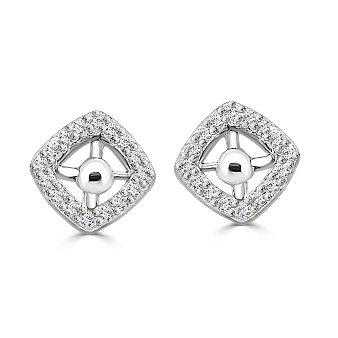 Dazzling Diamonds: 14 Karat White Gold Cushion Cut Earrings with Natural Diamond Accents