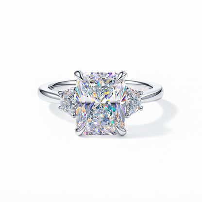 Radiant Radiance: 3.12 Lab Diamond Three Stone Engagement Ring in 14K White Gold