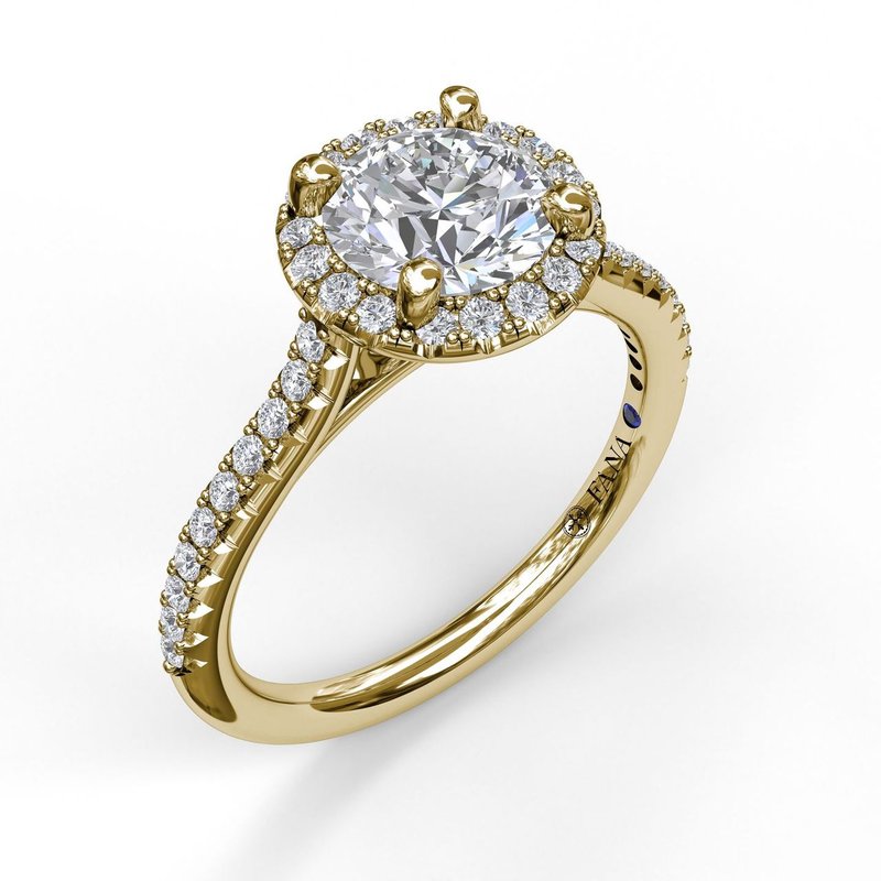 Classic Round Cubic Zirconia Engagement Mounting in 14 Karat Yellow Gold