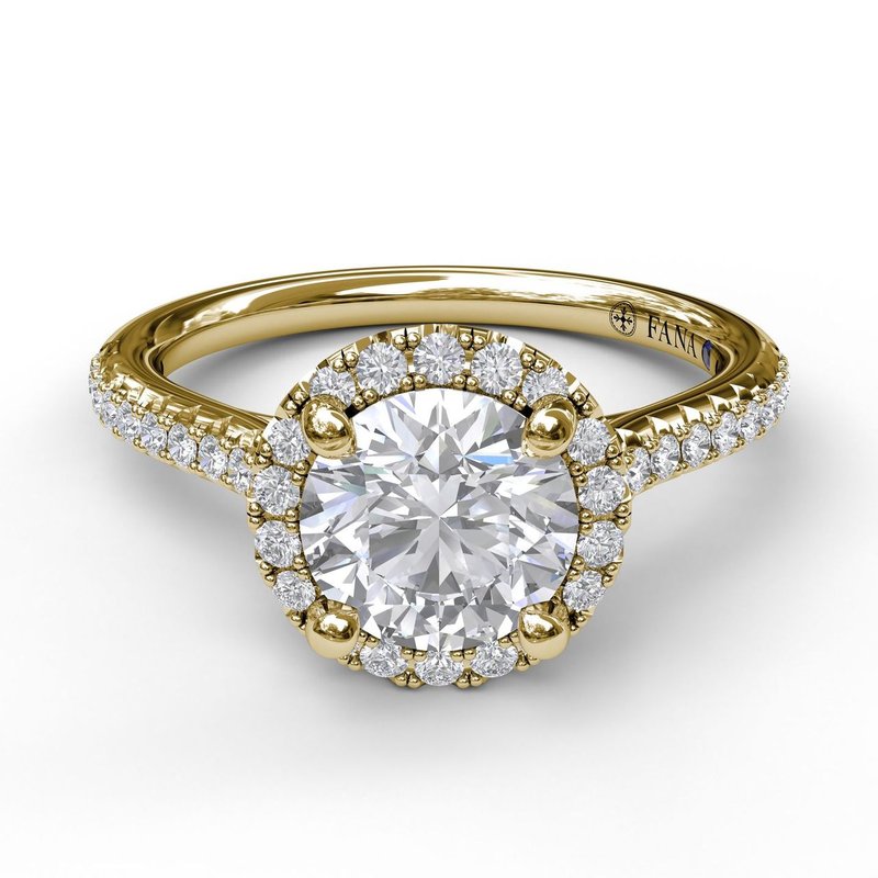 Classic Round Cubic Zirconia Engagement Mounting in 14 Karat Yellow Gold