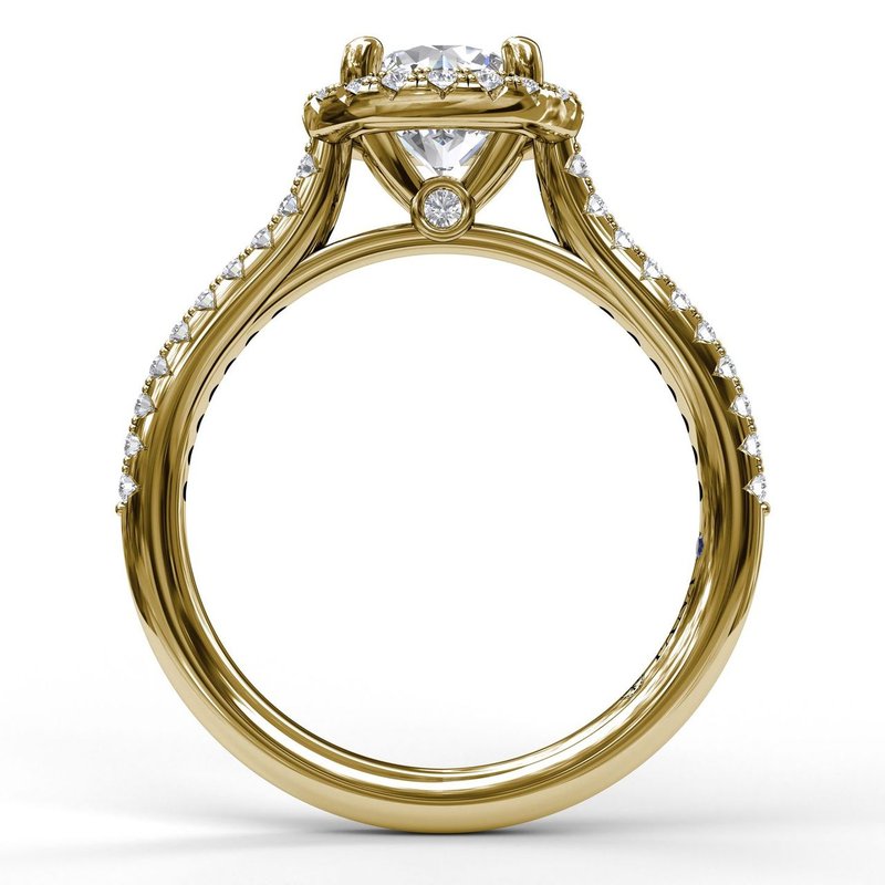 Classic Round Cubic Zirconia Engagement Mounting in 14 Karat Yellow Gold