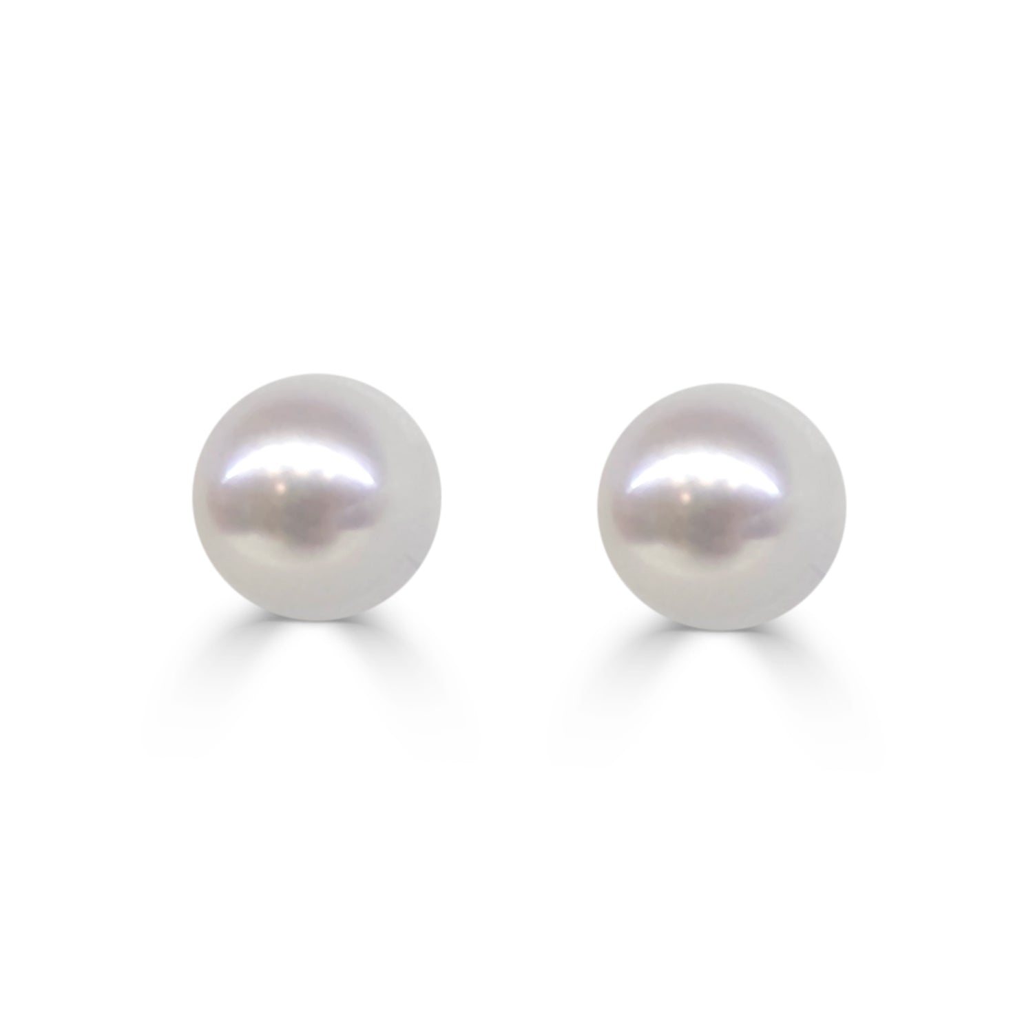 White Pearl Stud Earrings in 14 Karat Yellow Gold