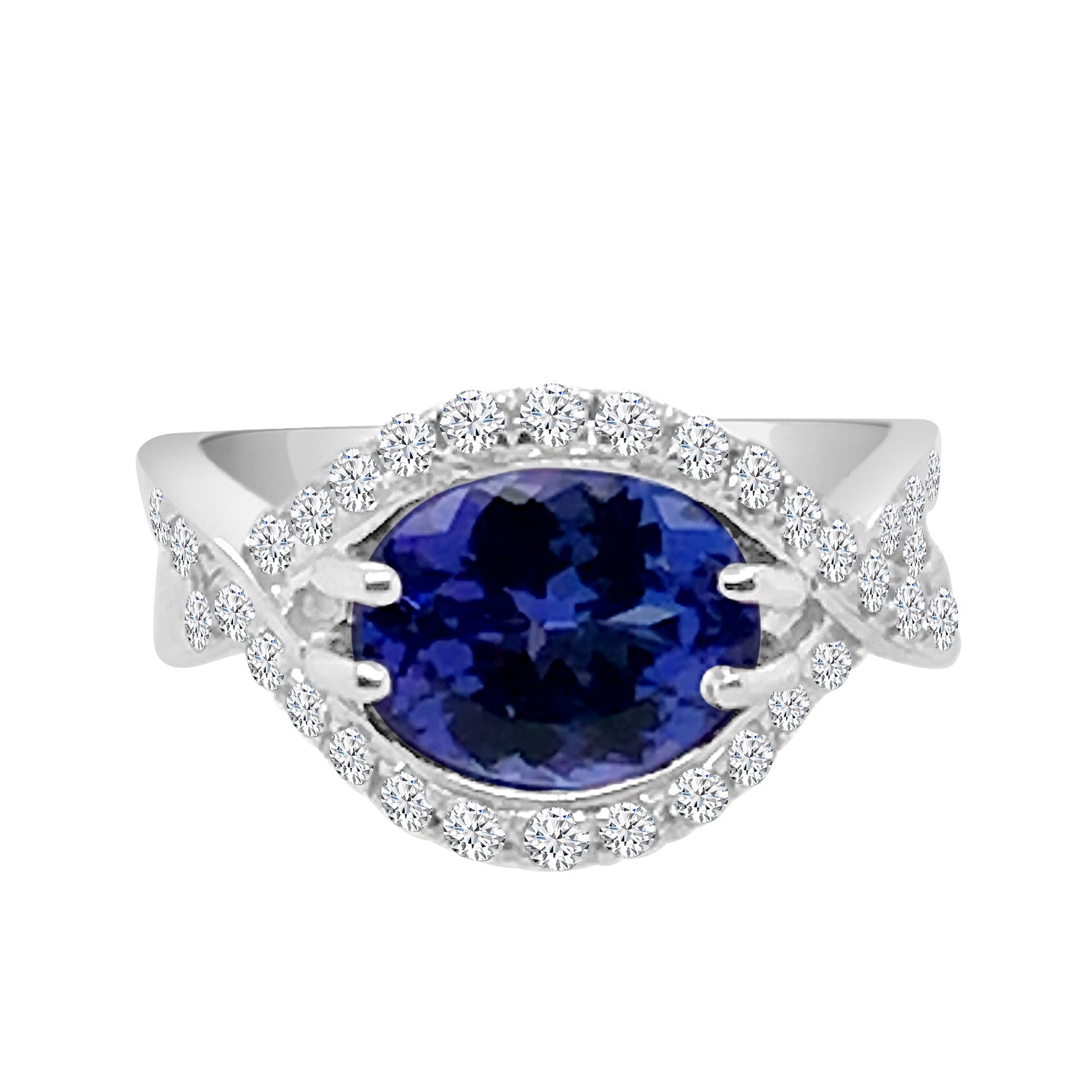 Oval Tanzanite Ring in 14 Karat White Gold - 2.36 Carats