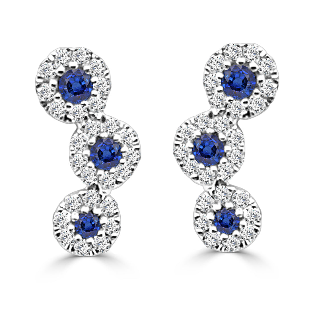 14 Karat White Gold Blue Sapphire Earrings - 0.38 Carat