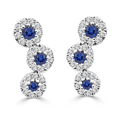 Stunning 14K White Gold Earrings with 0.38 Carat Blue Sapphire