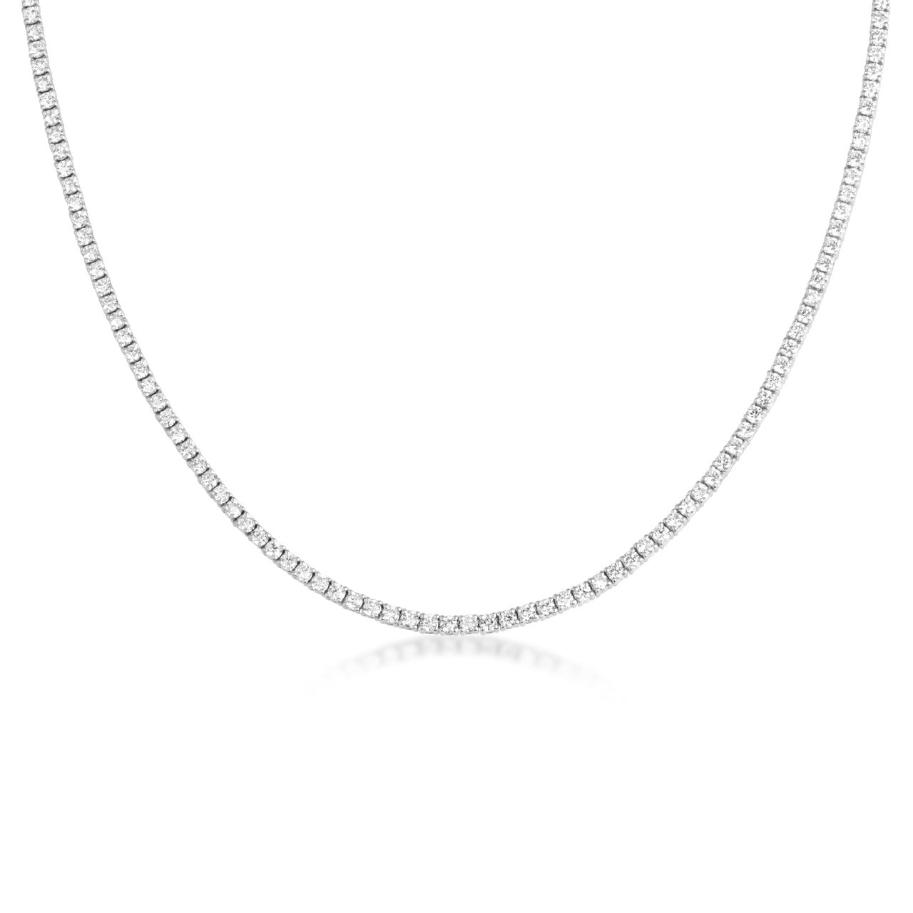 14K White Gold Tennis Necklace with Lab Diamond - 7.00 Carats
