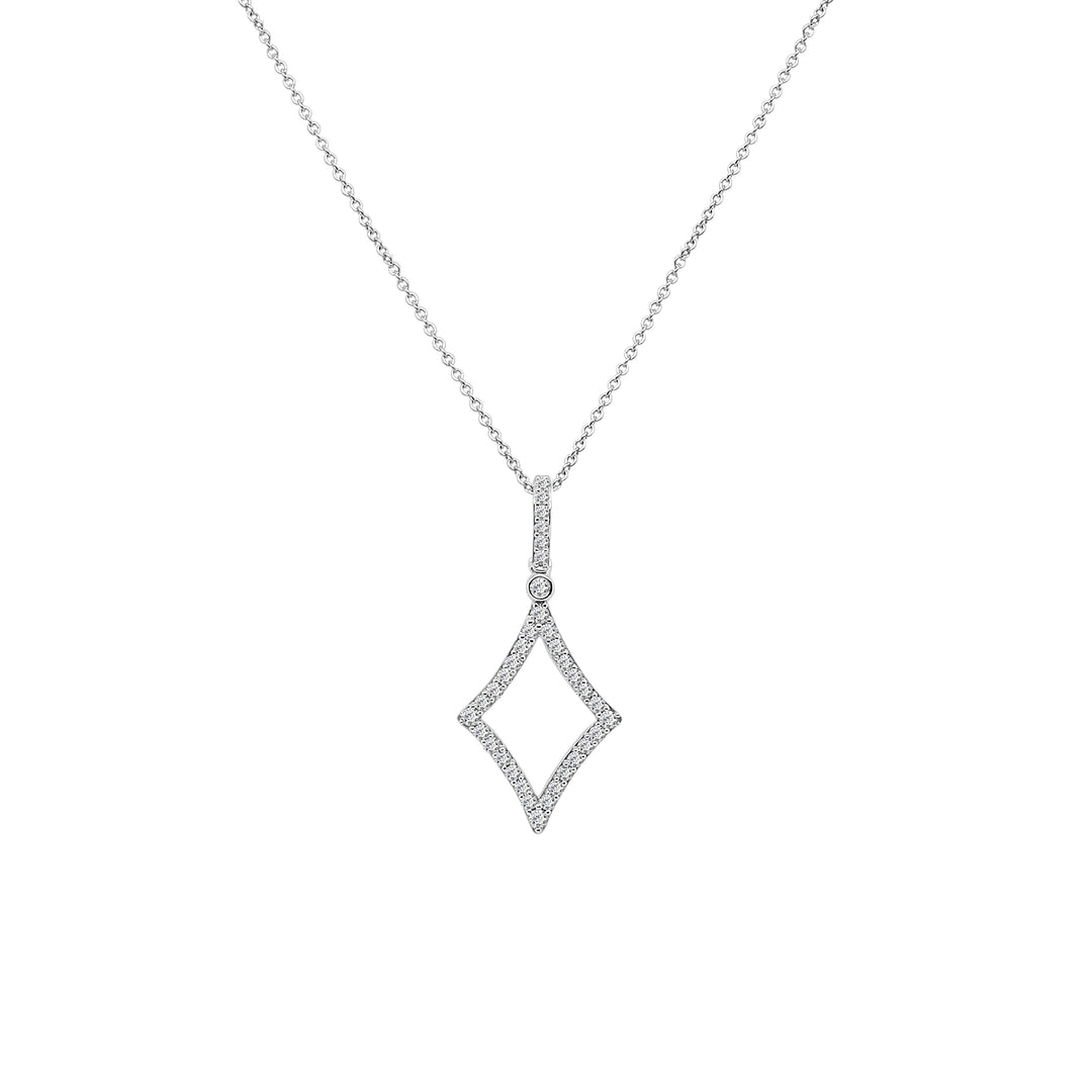 Diamond Shaped Drop Necklace in 14 Karat White Gold with Natural Diamond