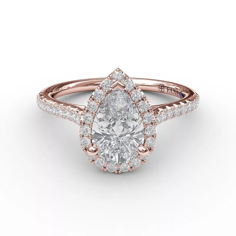 Pear Shaped Engagement Mounting in 14 Karat Rose Gold