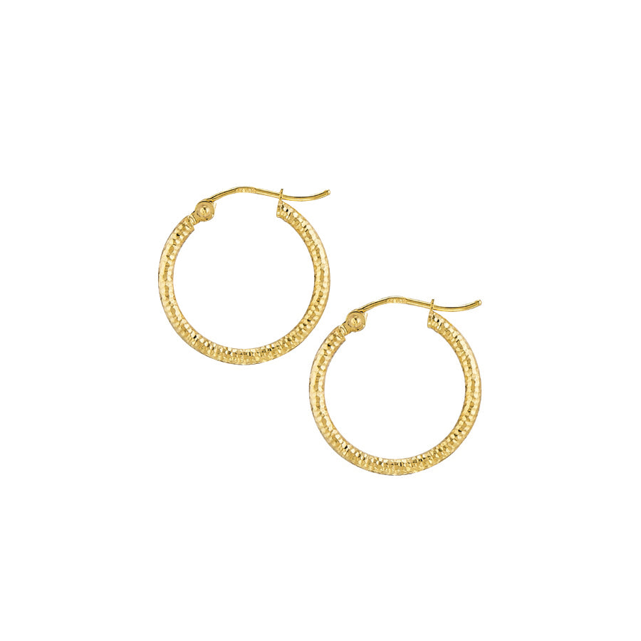 14 Karat Yellow Gold Diamond Cut Earrings