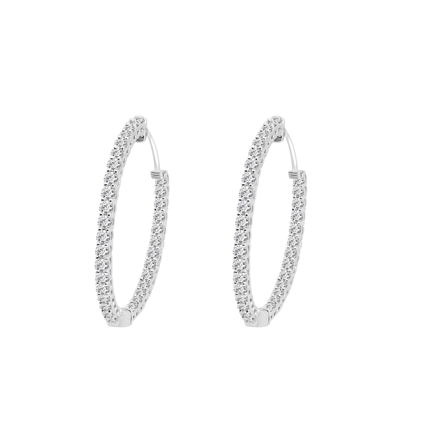 Inside Out 14 Karat White Gold Earrings with 2.00 Carat Natural Diamond Accent