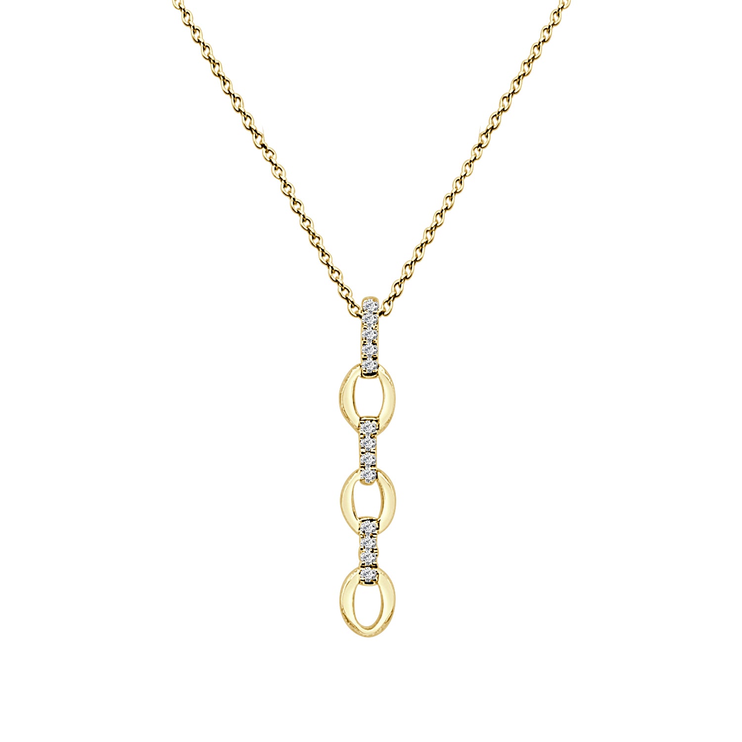 Oval Link 10K Yellow Gold Necklace with Natural Diamond (0.07 carat)