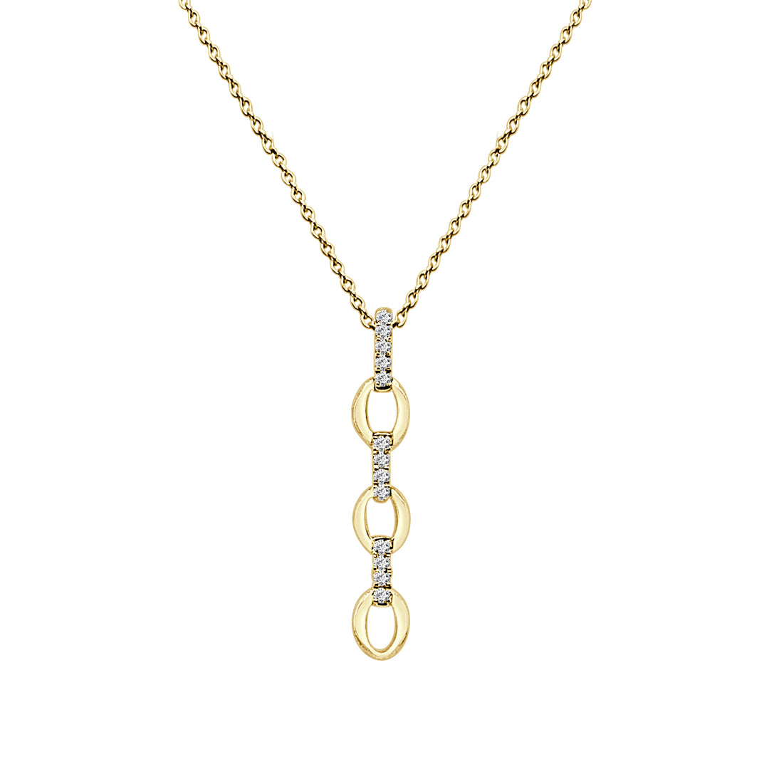 10 Karat Yellow Gold Oval Link Necklace with Natural Diamond Accent - 0.07 ct