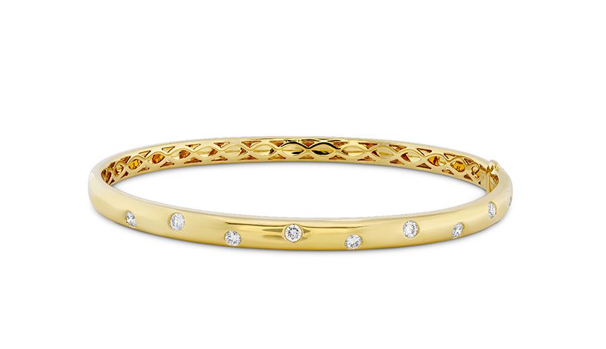 18 Karat Yellow Gold Gypsy Diamond Bangle with Natural Diamond Accent (0.54 ct)