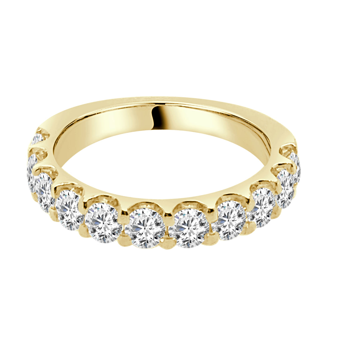 14 Karat Yellow Gold Wedding Band with Natural Diamond Accent