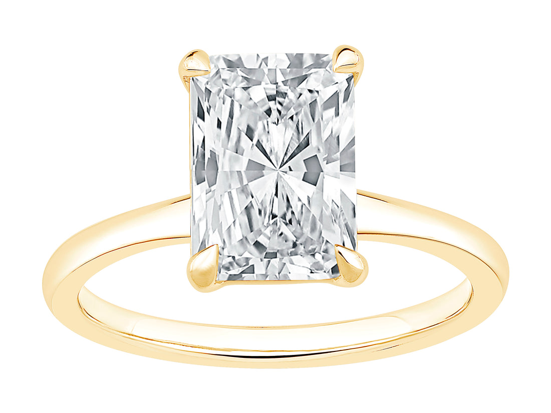 Radiant Lab Diamond Engagement Ring in 14 Karat Yellow Gold (3.04 carats)