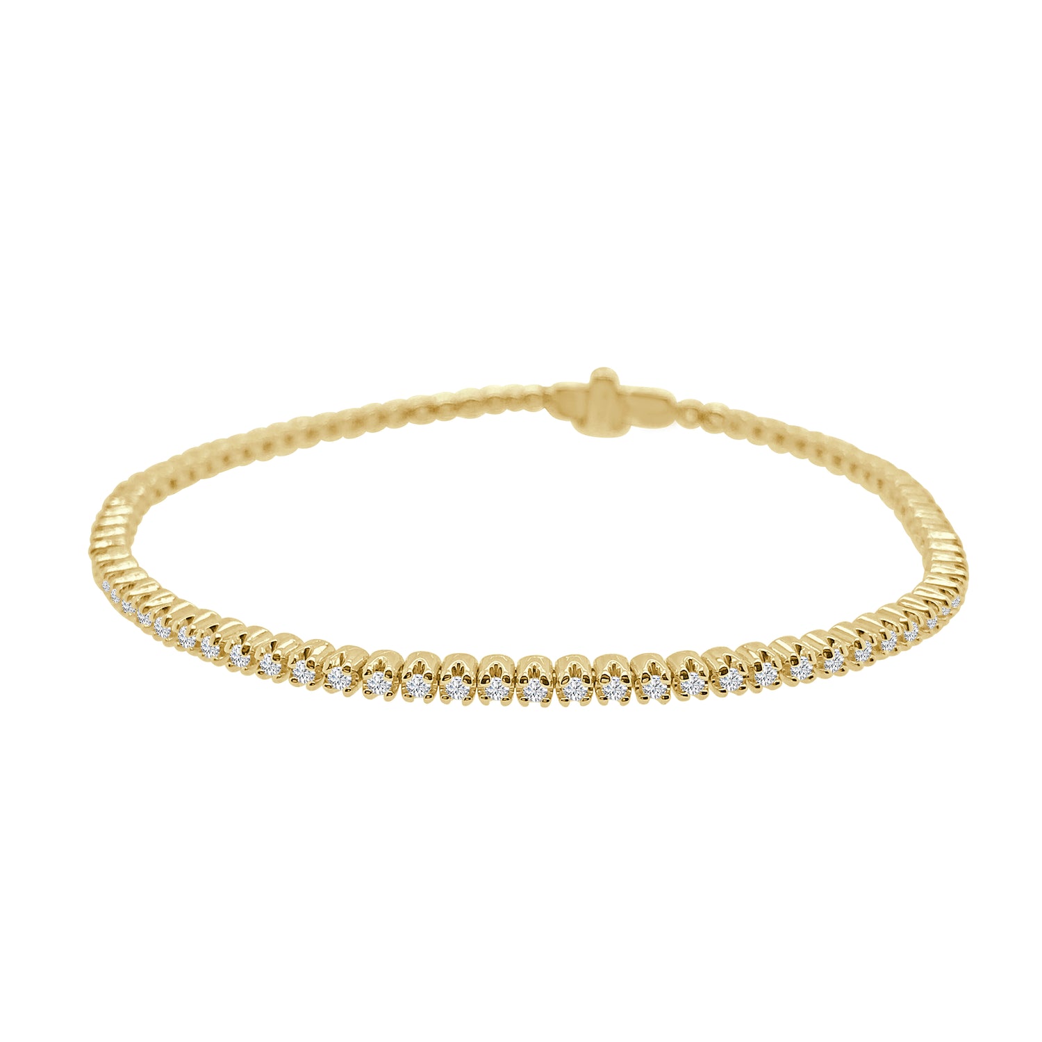 Stunning 14 Karat Yellow Gold Bracelet with Natural Diamond Accent - 0.98 Carat