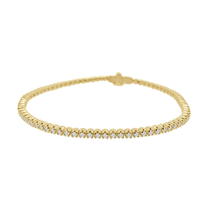 14K Yellow Gold Diamond Bracelet - 0.98 Carat Natural Diamond Accent