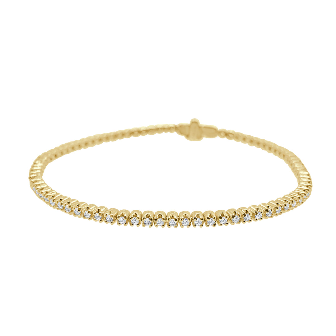 Sparkling Elegance: 14 Karat Yellow Gold Bracelet with Natural Diamond Accents