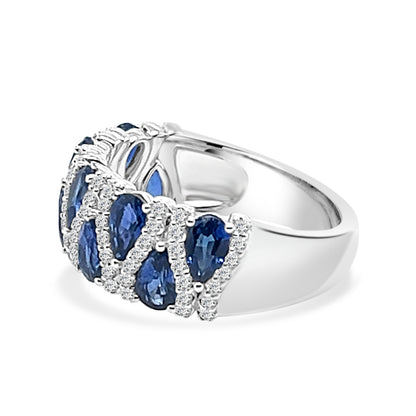 Pear-shaped Sapphire and Diamond Ring in 14K White Gold - 2.51ct Blue Sapphire