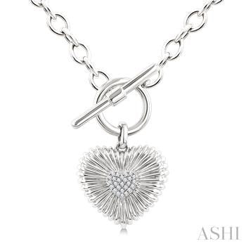 Sterling Silver Round Natural Diamond Toggle Necklace - 0.1 Carat