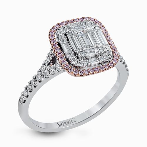 Exquisite Mosaic Cut 0.27 Carat Natural Diamond Engagement Ring | 18 Karat Two-tone Beauty