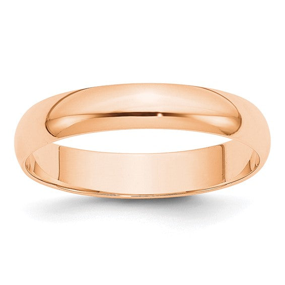 14 Karat Rose Gold Half Round Comfort Fit Wedding Band