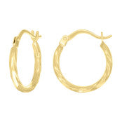14 Karat Yellow Gold Horseshoe Textured Earrings