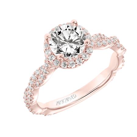 14 Karat Rose Gold Cubic Zirconia Engagement Mounting: Sparkling Elegance for your Special Day