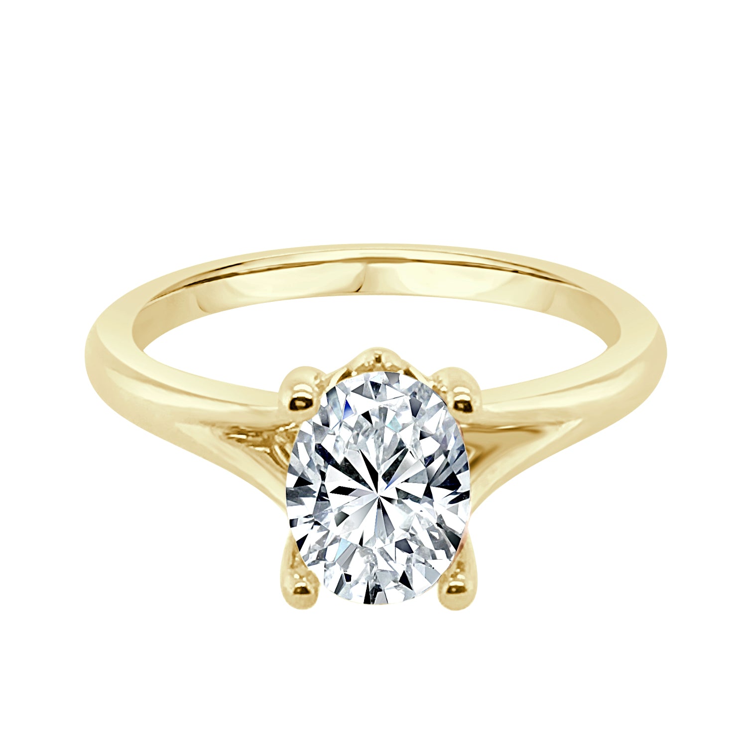 Oval Split Shank Engagement Mounting in 14 Karat Yellow Gold