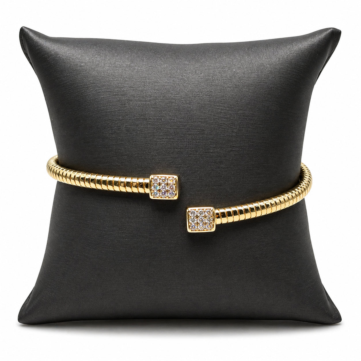 Ribbed Bypass Gold Plated Sterling Silver Bangle Bracelet