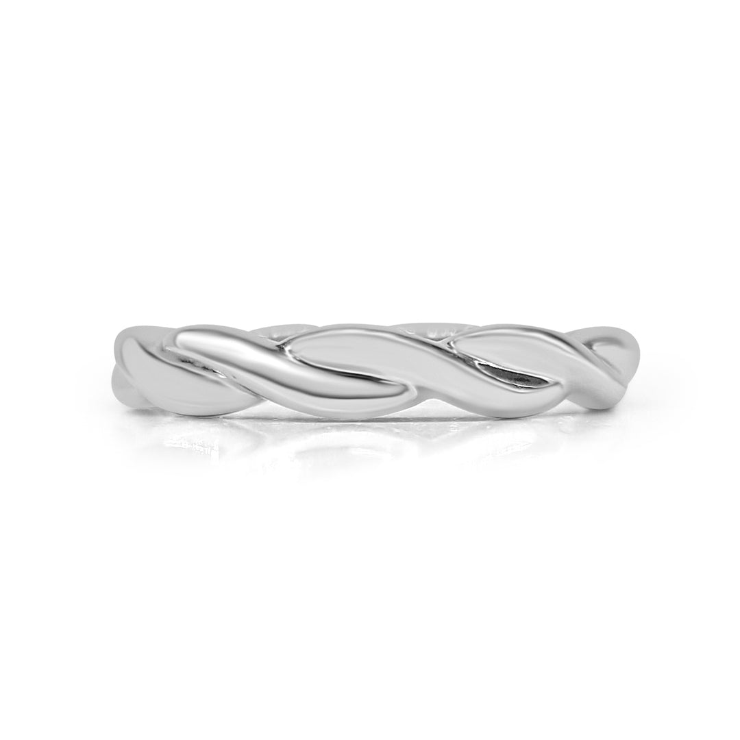 Polished Twist 14 Karat White Gold Wedding Band