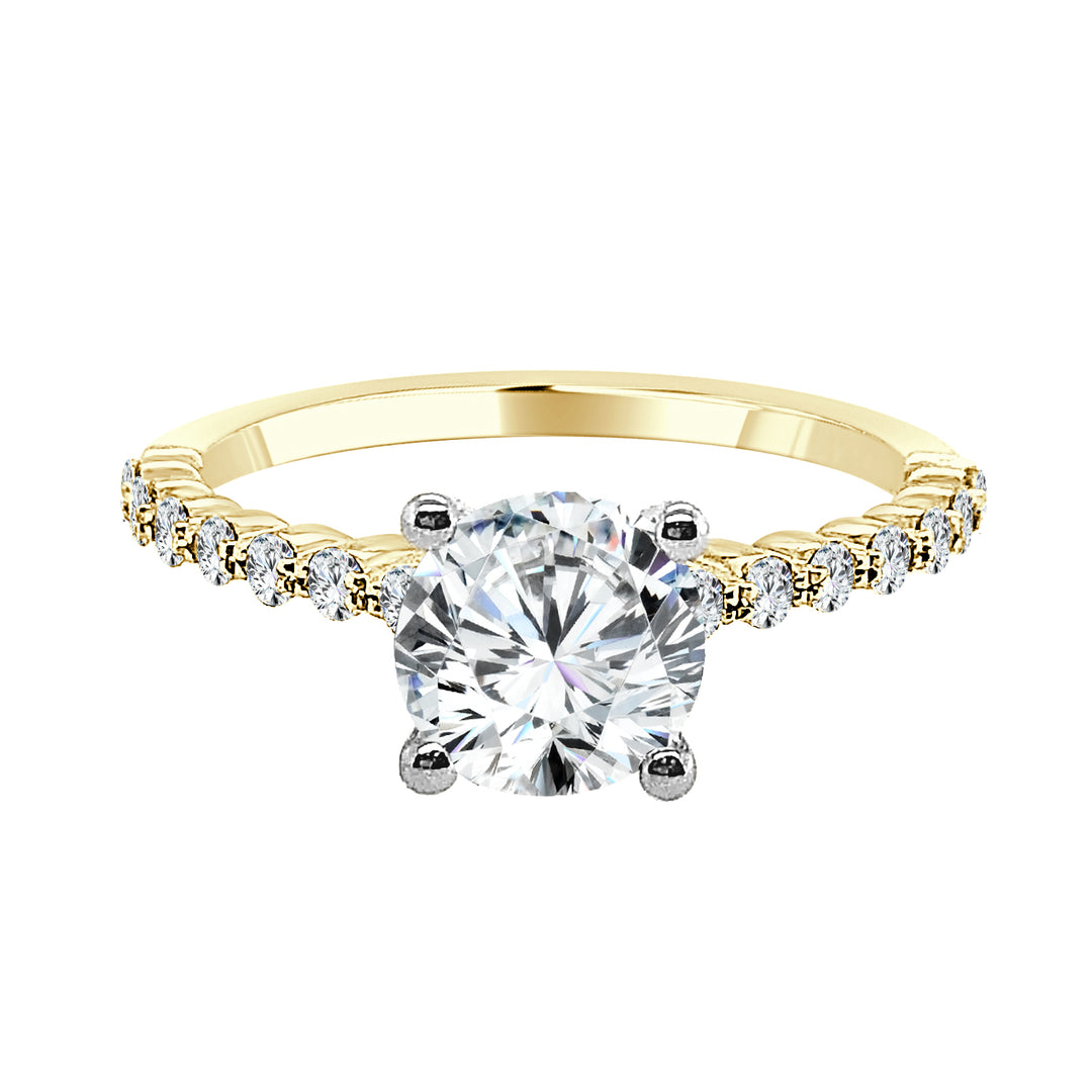 18K Yellow Gold Round Shape Cubic Zirconia Engagement Mounting