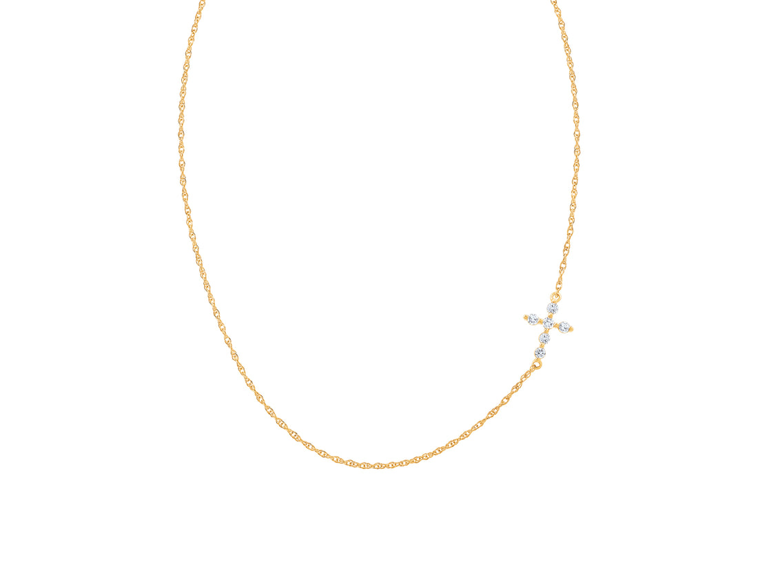10K Yellow Gold Bubble Prong Necklace with 0.22ct Natural Diamond