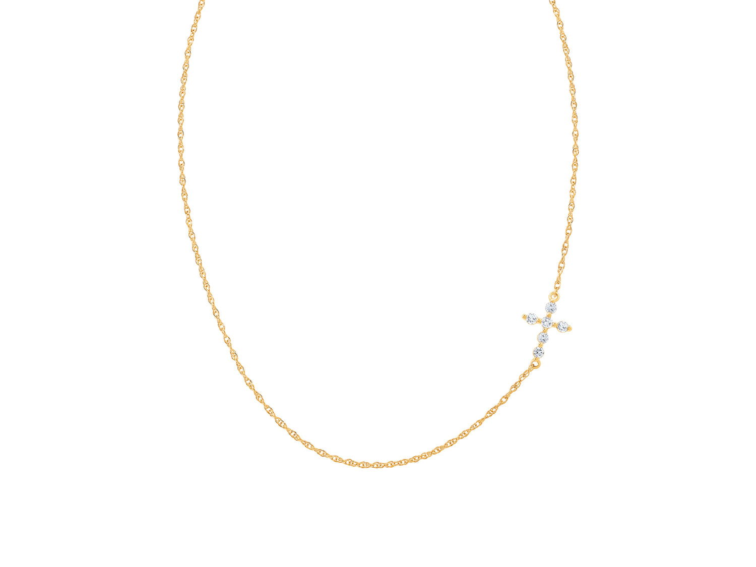 10 Karat Yellow Gold Bubble Prong Necklace with Natural Diamond 0.22 ct