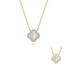 Mother of Pearl Clover Halo Necklace in Gold Plated Sterling Silver