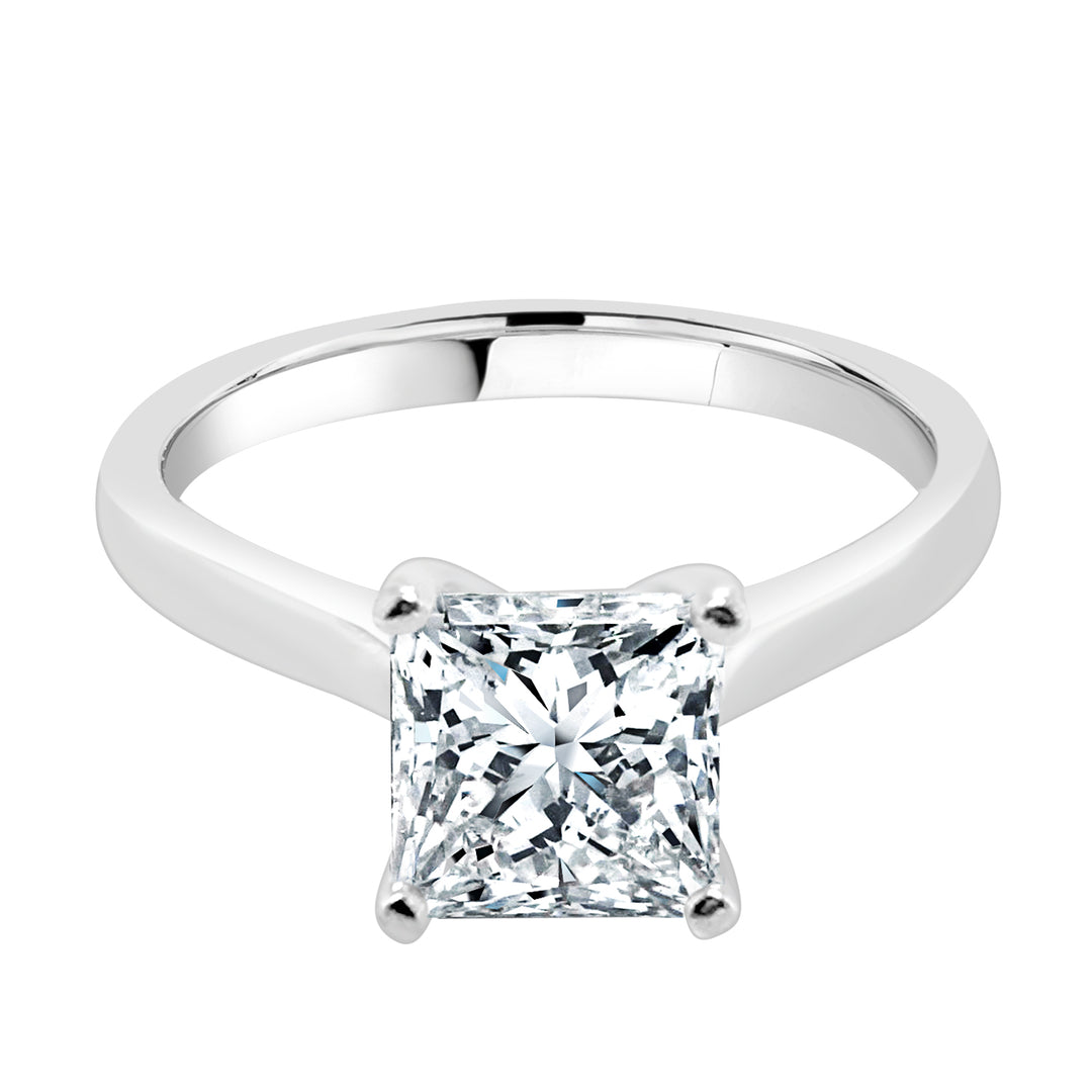 Square 14 Karat White Gold Engagement Mounting with Cubic Zirconia