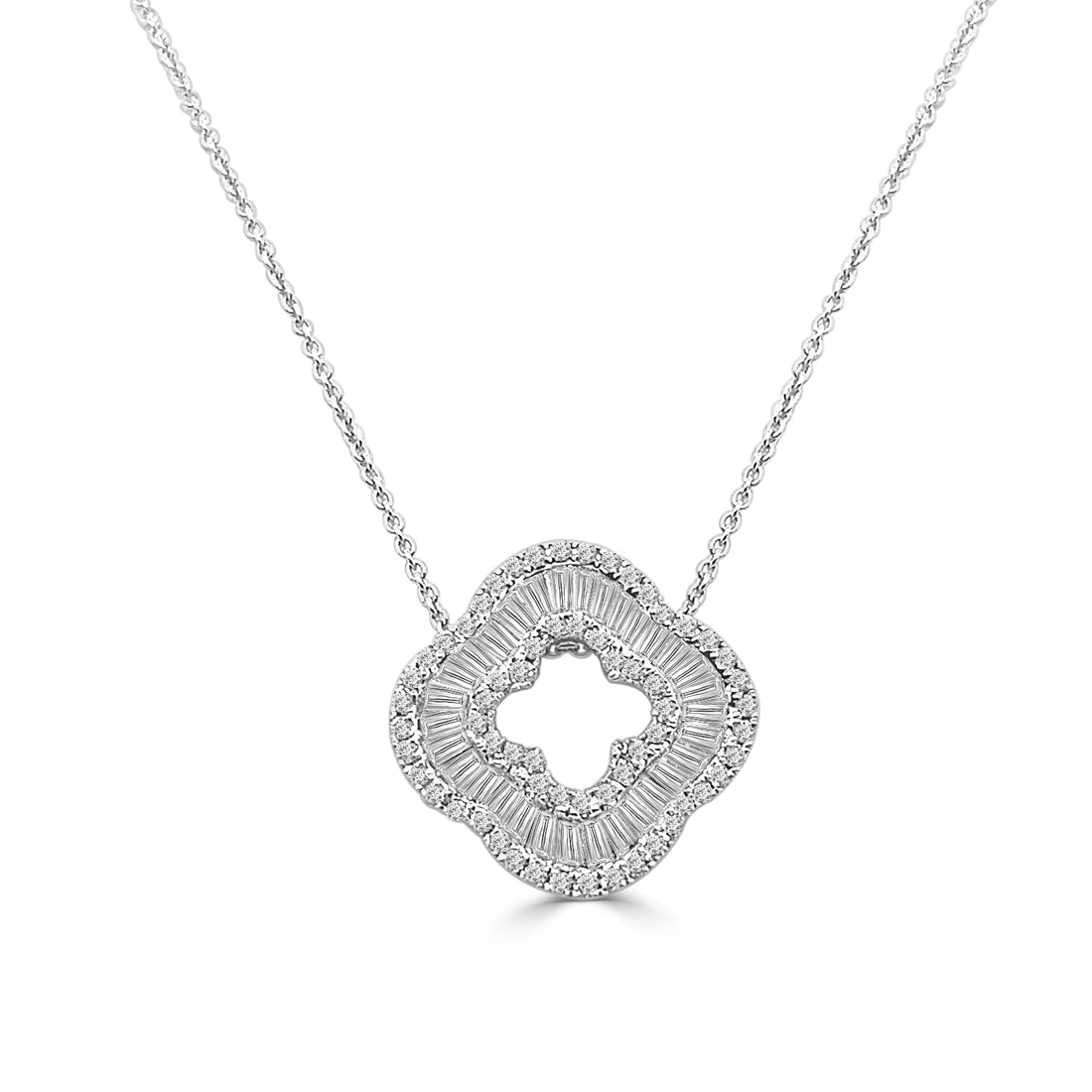 1.213 Carat Natural Diamond Necklace in 14 Karat White Gold