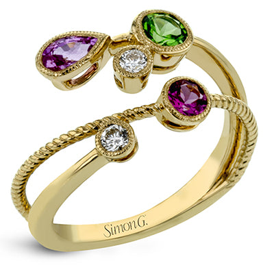 Tsav 0.25ct and Spinel 0.45ct Twist Ring in 18 Karat Yellow Gold