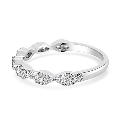 14K White Gold RBC Diamond Marquise Wedding Band with 0.50 CT Round Shape Natural Diamond