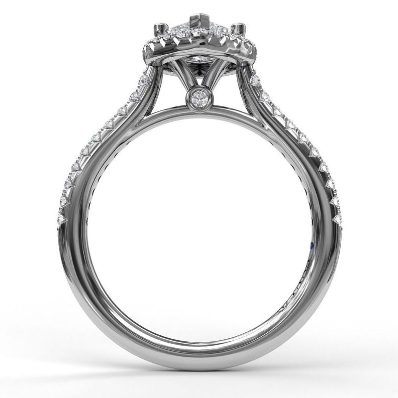 Sparkling Marquis Engagement Mounting in 14 Karat White Gold with Cubic Zirconia Stones