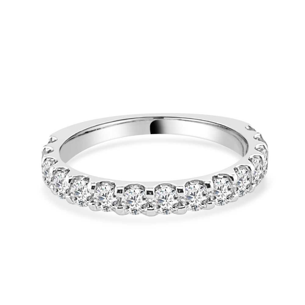 1.00 ct Round Diamond Wedding Band in 14k White Gold with Shared Prong Setting