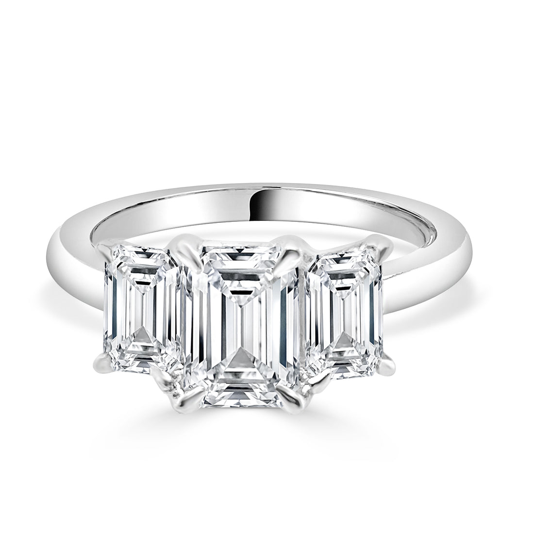 Sure! How about this product title: 14 Karat White Gold Lab Diamond Emerald Shape Engagement Ring - 1.52 Carats