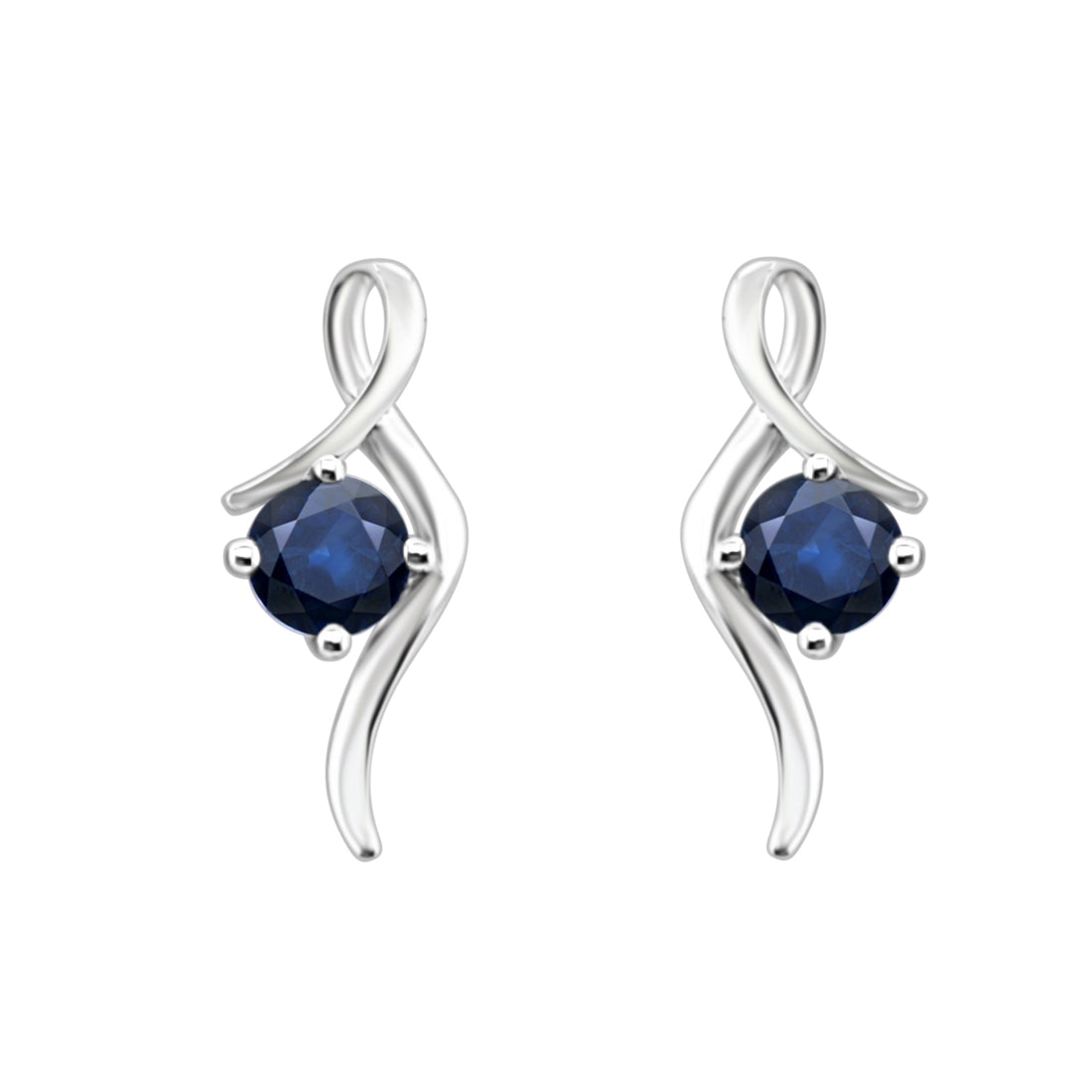 Free Form Tanzanite Round Earrings in 14 Karat White Gold - 1.04 Carats