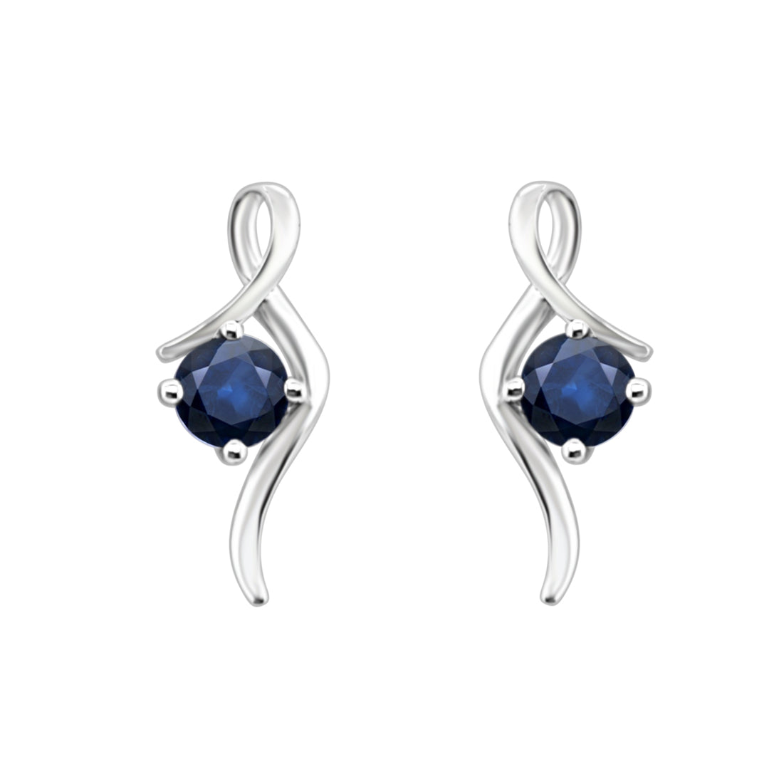 Free Form Round Tanzanite Earrings in 14 Karat White Gold (1.04ct)