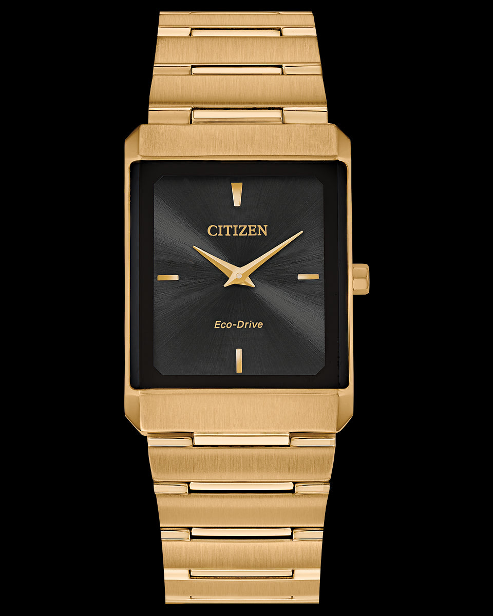 Citizen Mens Stiletto Stainless Steel Watch with Black Dial