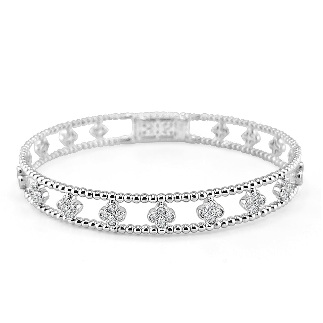 Exquisite 14 Karat Two-Tone Bangle with Natural Diamond Accent