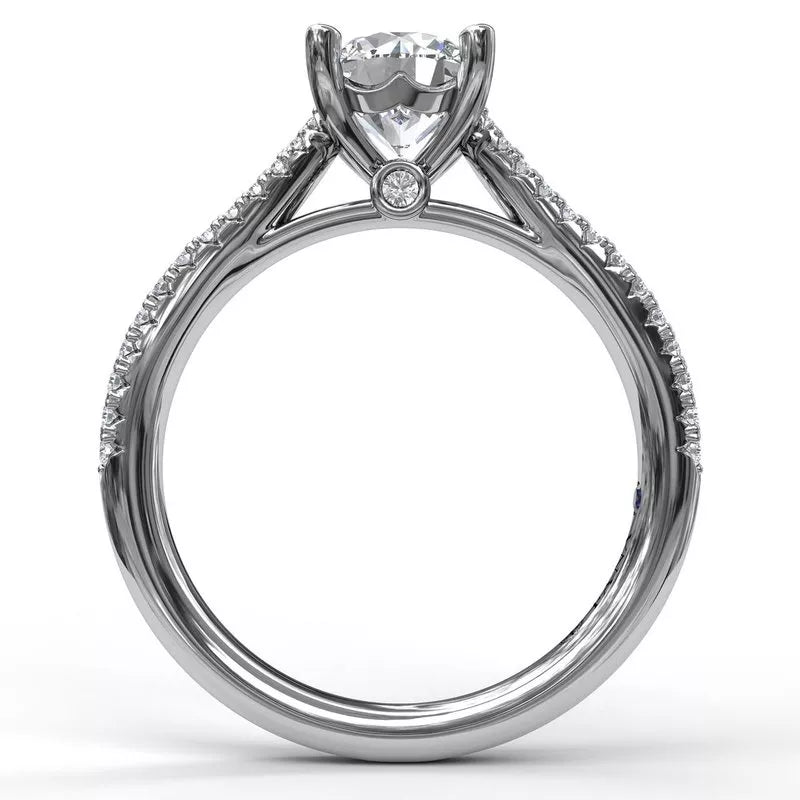 14 Karat White Gold Engagement Mounting with Cubic Zirconia Accent Stones