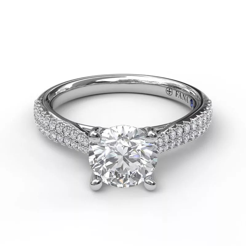 Stunning 14 Karat White Gold Engagement Mounting with Sparkling Cubic Zirconia